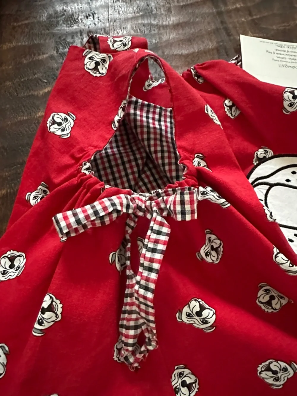 Red Bulldog Print Girls' Dress and Bloomer Set - Picture 3 of 5